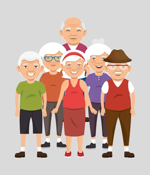 Nonni gruppo avatar personaggi — Vettoriale Stock