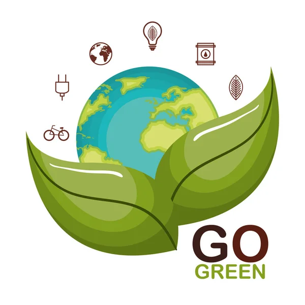 Ir verde ecologia Poster —  Vetores de Stock