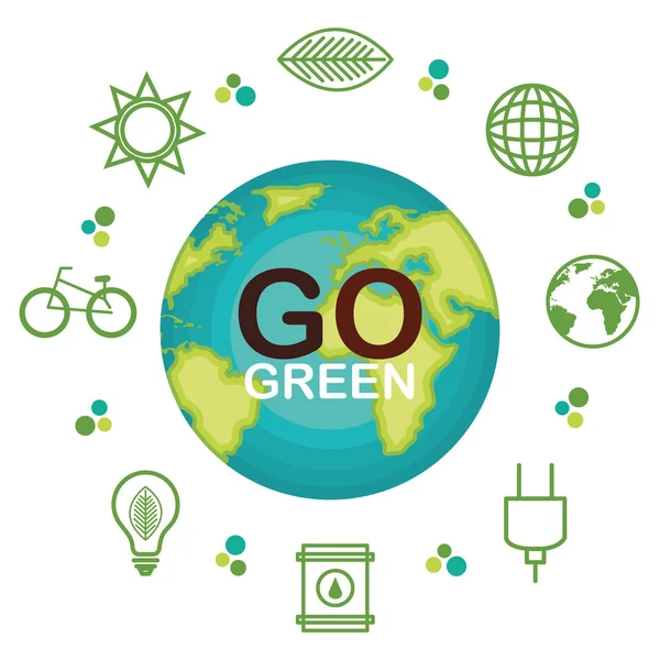 Экологический плакат Go Green Ecology — стоковый вектор