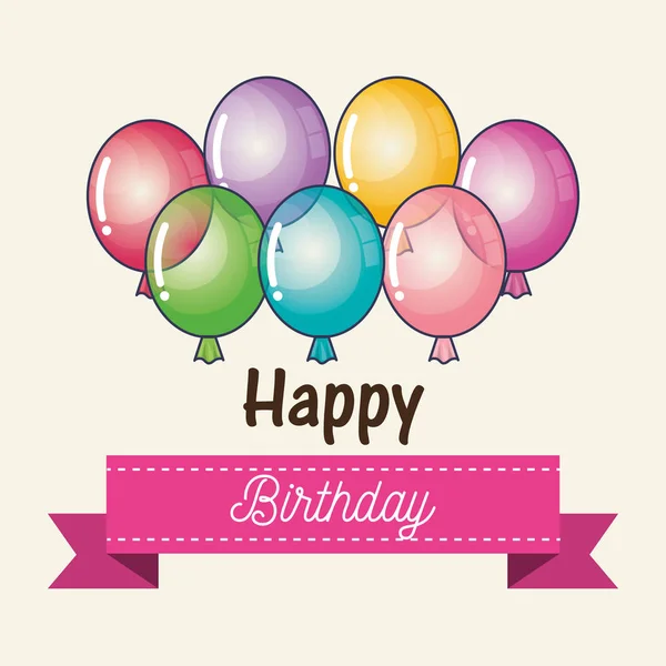 Feliz aniversário festa convite com balões de ar —  Vetores de Stock