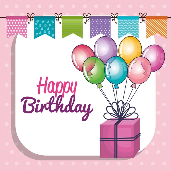 Happy Birthday Party Einladung mit Luftballons — Stockvektor