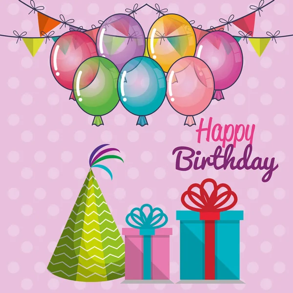 Feliz cumpleaños fiesta invitación con globos aire — Archivo Imágenes Vectoriales