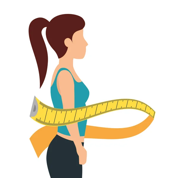Body female with tape measure — Stock Vector