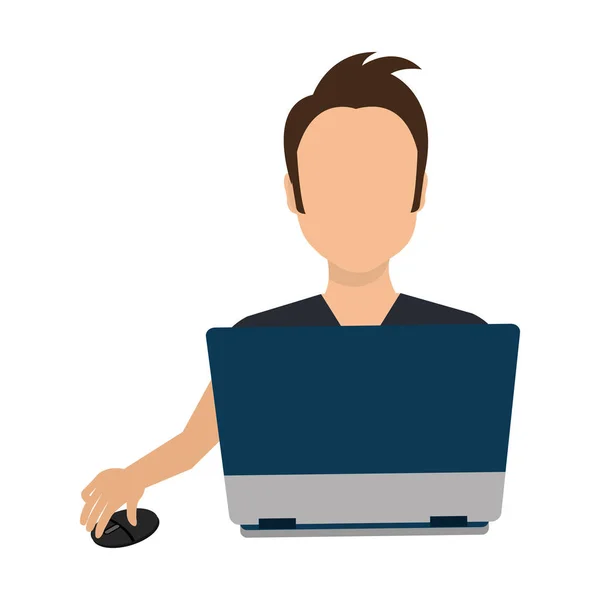 Homem de negócios avatar personagem com laptop — Vetor de Stock