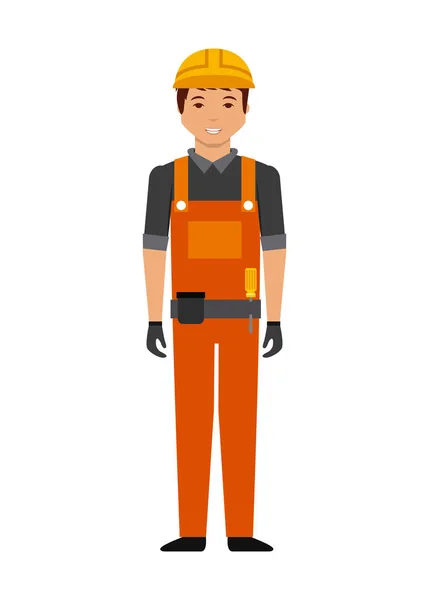 Trabajador de la construcción icono de dibujos animados — Vector de stock