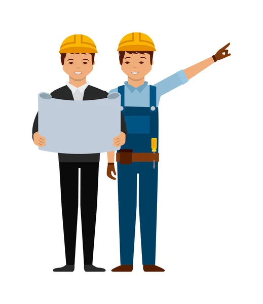 Ingenieur und Bauarbeiter-Ikone — Stockvektor