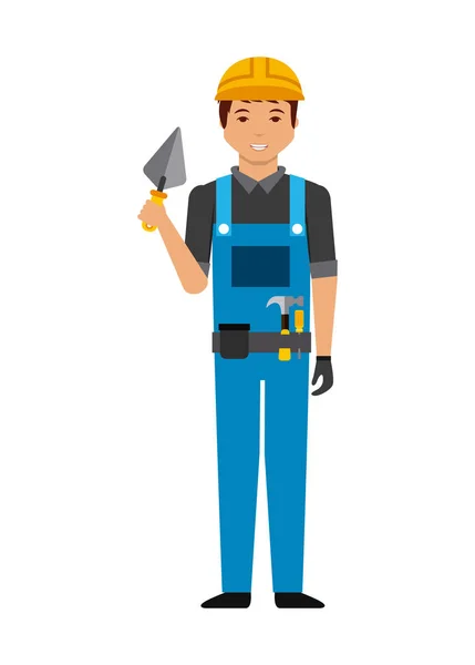 Byggande arbetare tecknad ikon — Stock vektor