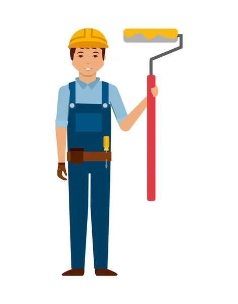 Ikona cartoon pracownik budowy — Wektor stockowy