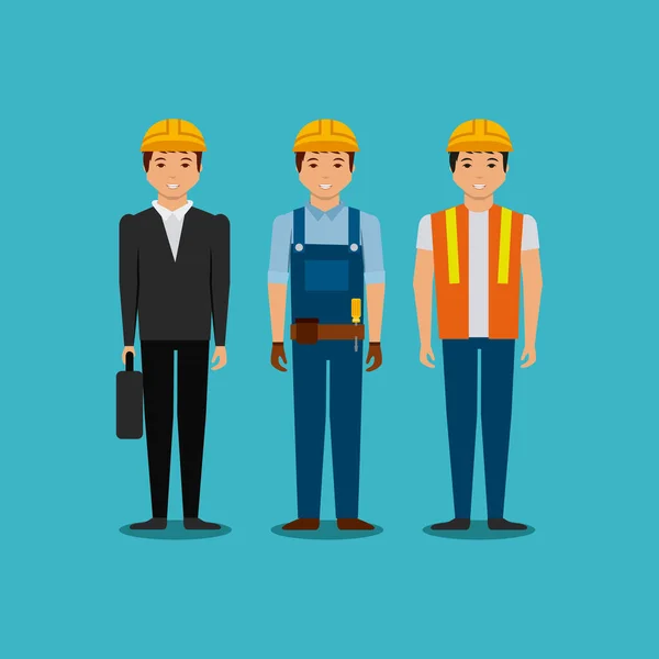 Ingenieros y trabajadores de la construcción — Vector de stock