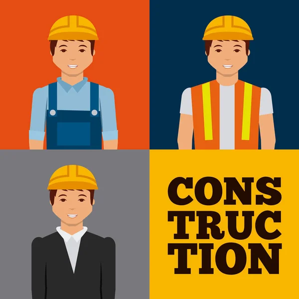 Trabajadores de la construcción icono de dibujos animados — Vector de stock