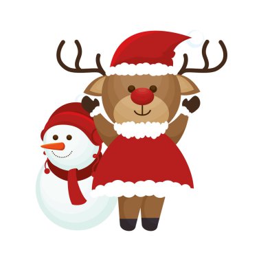 mutlu neşeli Noel Ren geyiği kartı