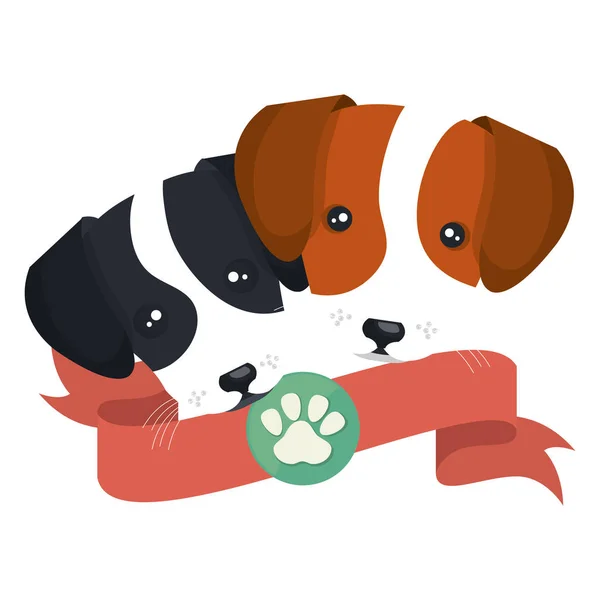 Cute dogs terisolasi ikon - Stok Vektor