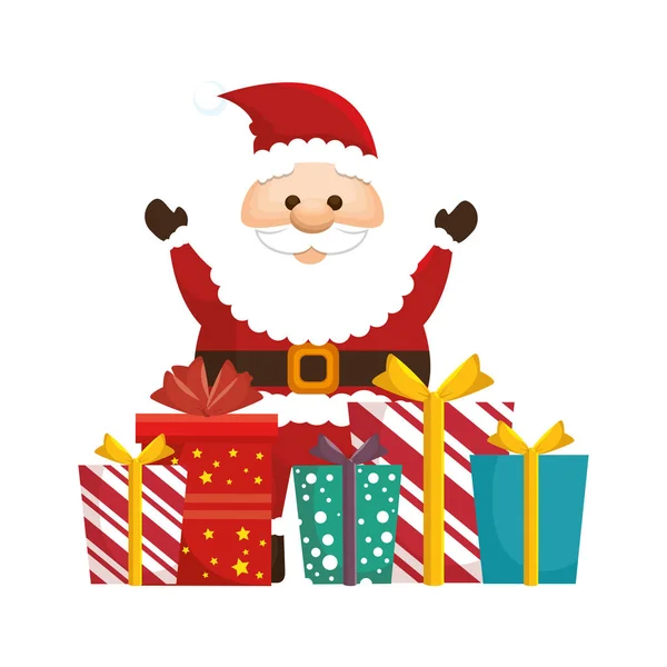 Feliz feliz feliz navidad santa claus tarjeta — Vector de stock