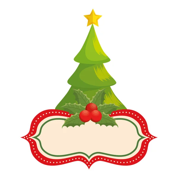 Glad merry christmas tree kort — Stock vektor