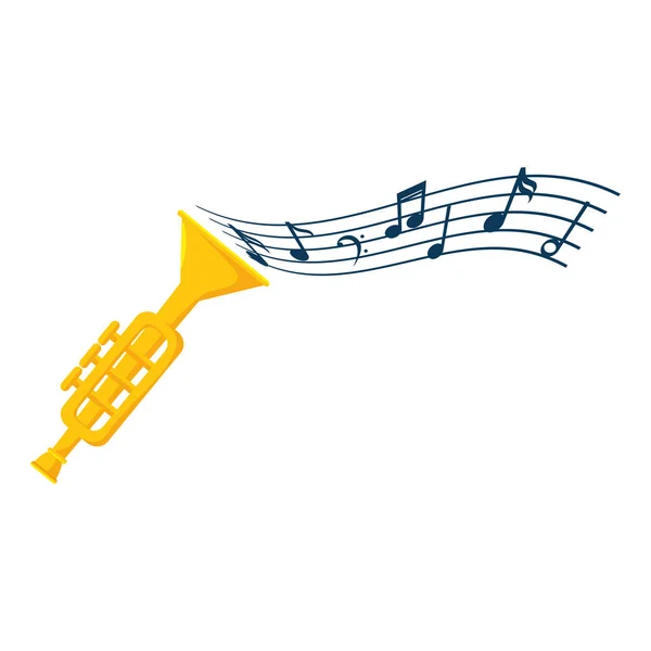 Trompet enstrüman izole simgesi — Stok Vektör