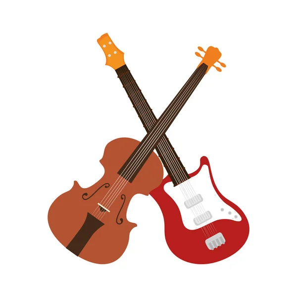 Изолированная икона гитары и виолончели — стоковый вектор