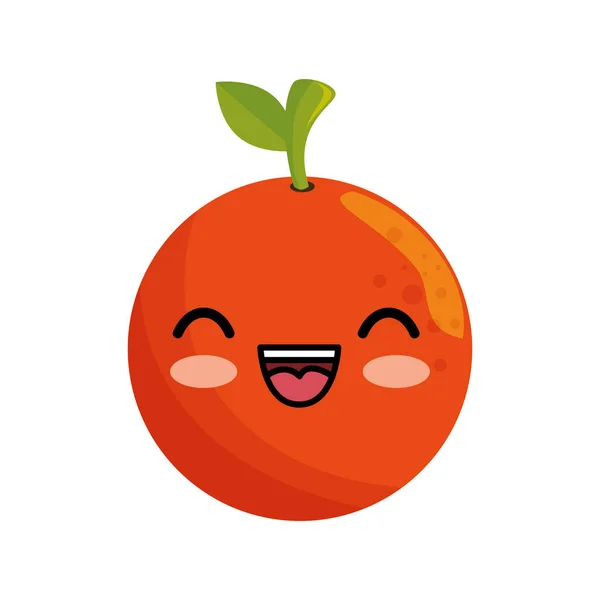 Silhouette Kawaii Nice Happy Orange Fruit Vector Illustration — Stock ...