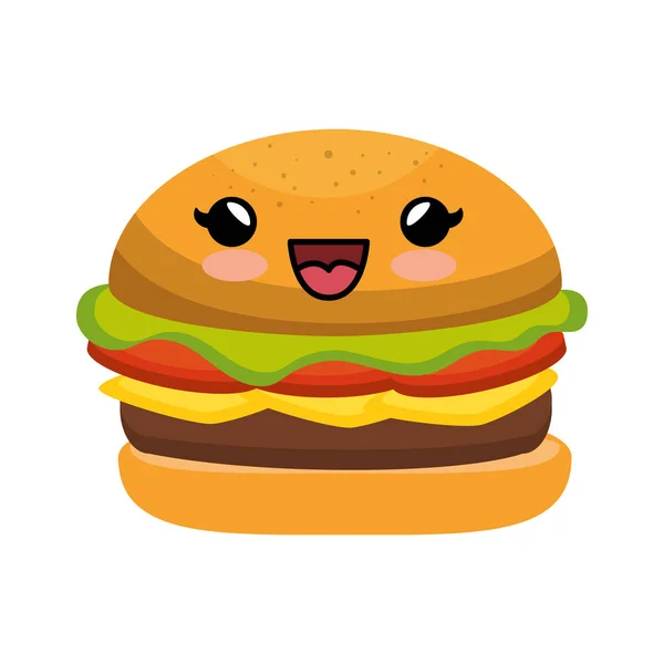 Hambúrguer personagem estilo kawaii —  Vetores de Stock