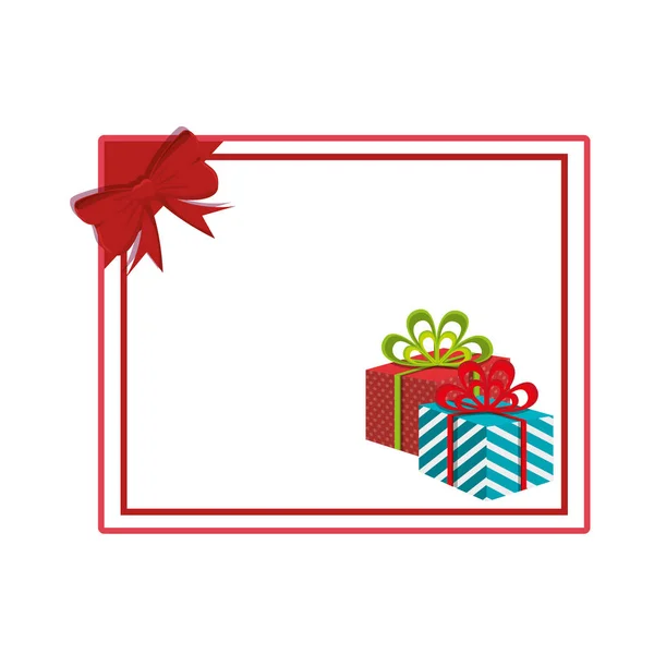 Feliz feliz feliz Navidad regalos tarjeta de decoración — Vector de stock