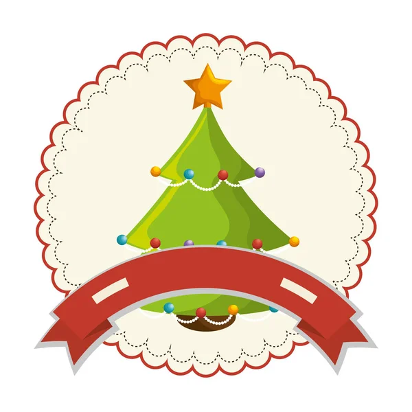 Happy merry christmas tree card — Stock Vector