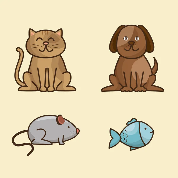 Animales de grupo tienda de mascotas — Vector de stock