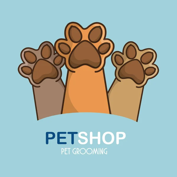 Pet feets up isolated icon — Stock Vector