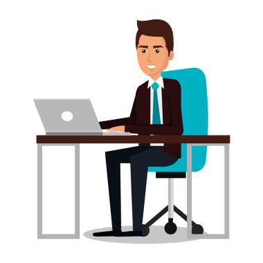 bilgisayarda çalışan iş adamı