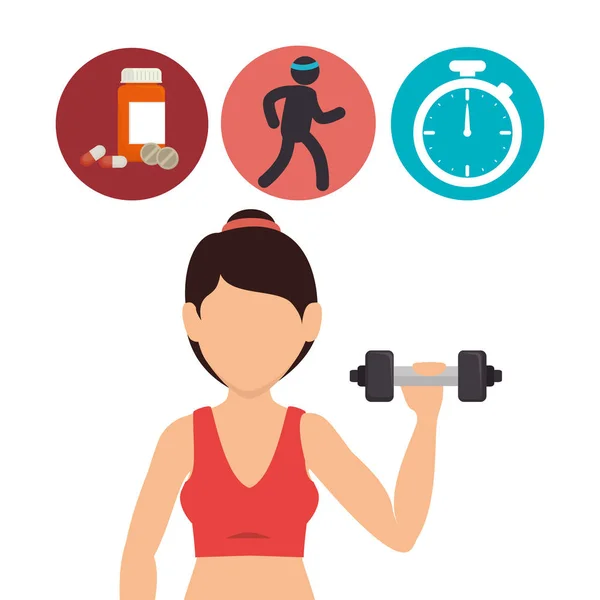 Mujer atleta avatar fitness sport — Vector de stock