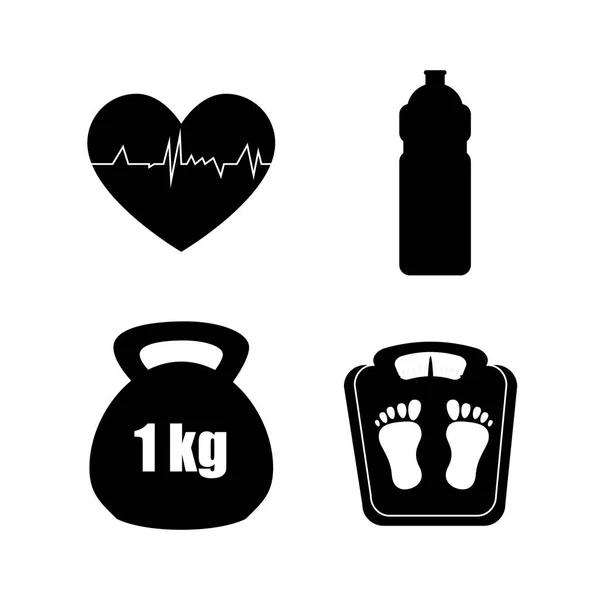 Set fitness ekipmanları simgesi — Stok Vektör