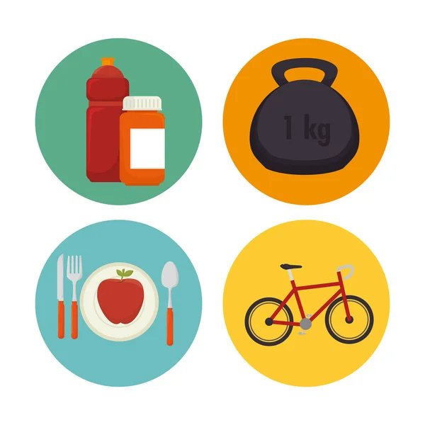 Set fitness apparatuur pictogram — Stockvector