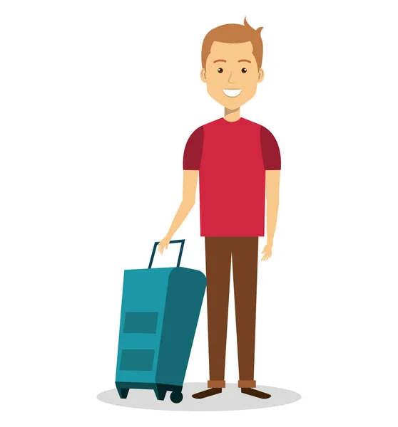 Persona con maleta de viaje — Vector de stock