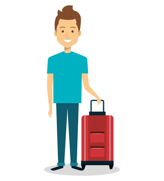 Personne avec valise de voyage — Image vectorielle