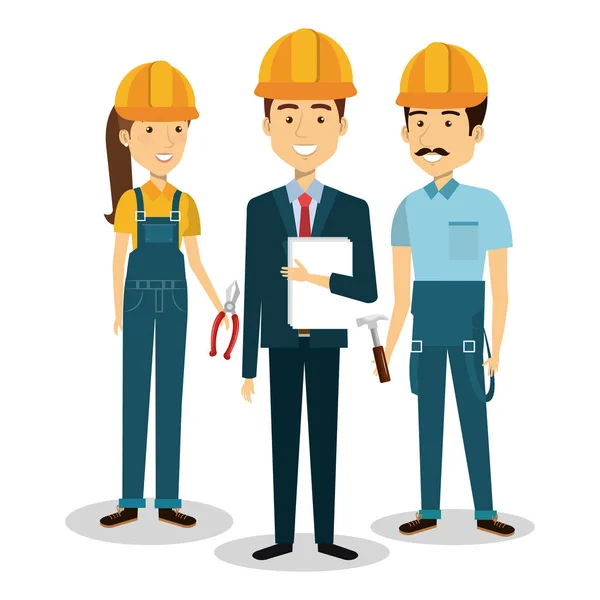 Builders group avatars characters — Stock Vector