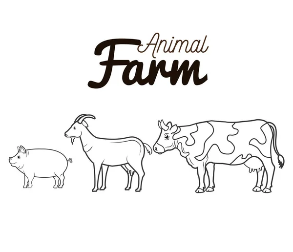 Animales granja grupo icono — Vector de stock