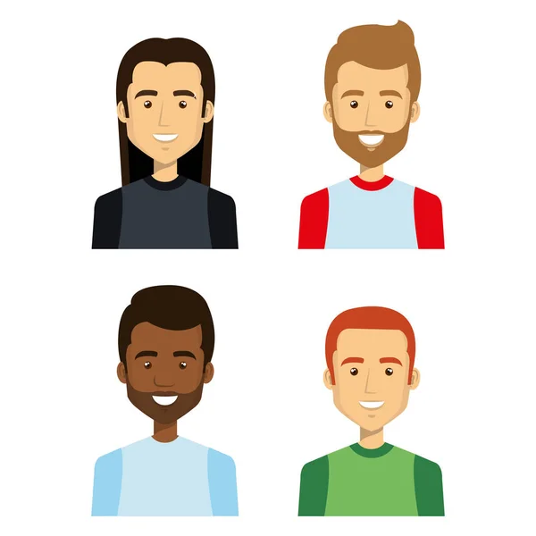 Jóvenes grupo avatares personajes — Vector de stock