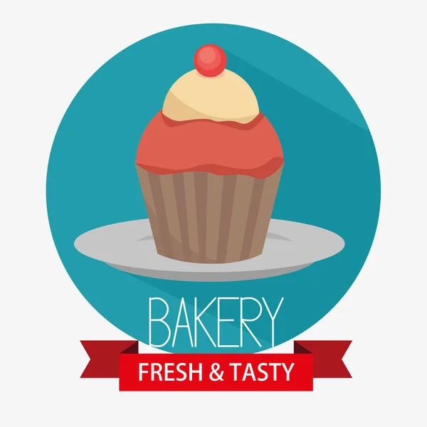 Délicieux produits de boulangerie icône — Image vectorielle