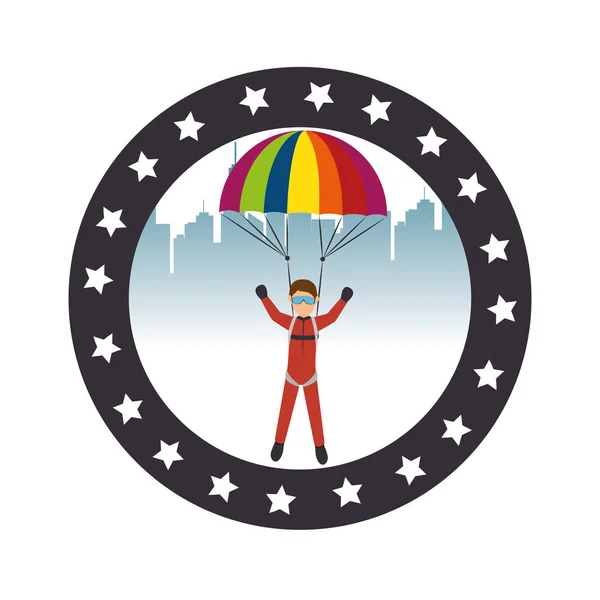 Paraquedas Extremo esporte atleta avatar — Vetor de Stock