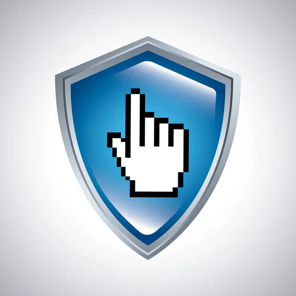 Escudo com ícone de cursor de mão — Vetor de Stock