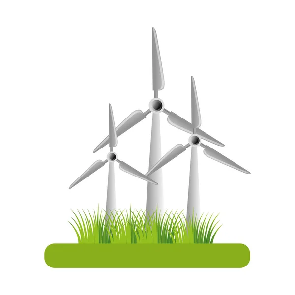 Väderkvarn energi ekologi ikonen — Stock vektor