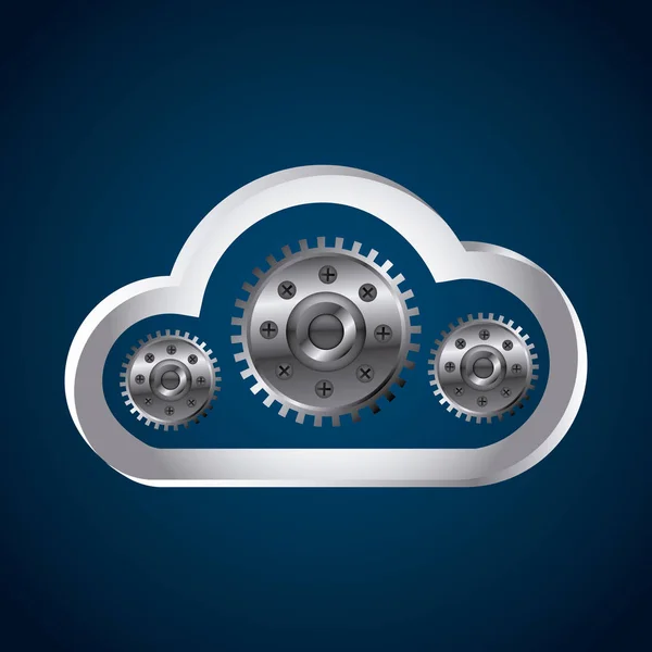 Cloud opslag en versnellingen — Stockvector