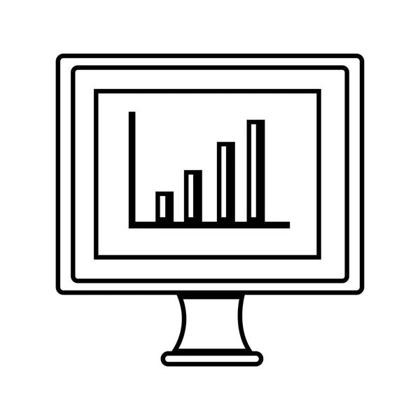 Monitor desktop computer with statistics graph — Stock Vector