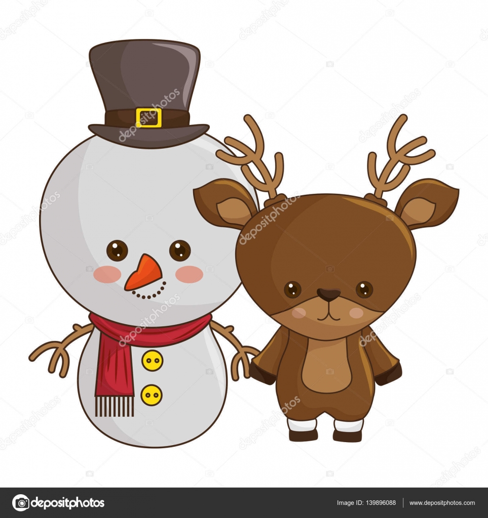 Disegni Di Natale Kawaii.Kawaii Snowman Happy Merry Christmas Snowman Kawaii Style Stock Vector C Yupiramos 139896088