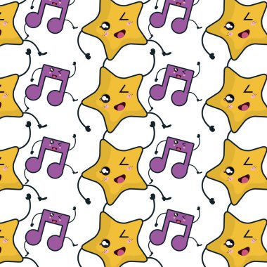 yıldız ve müzik Not kawaii karakter