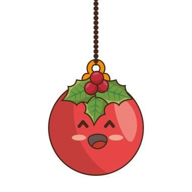 mutlu neşeli Noel top kawaii stili