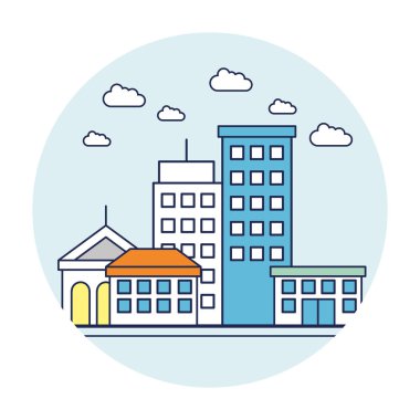 Cityscape binalar izole simgesi