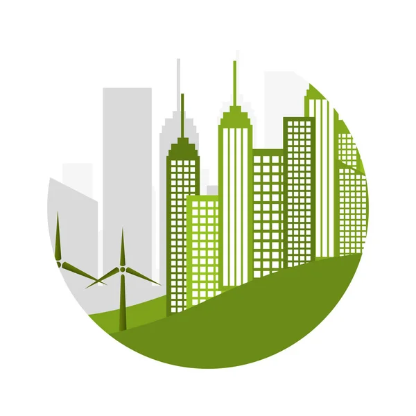 Grön stad ekologi byggnader — Stock vektor