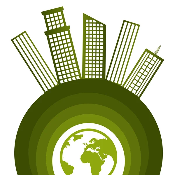 Grön stad ekologi byggnader — Stock vektor