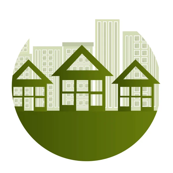 Πράσινη πόλη οικολογίας κτίρια — Διανυσματικό Αρχείο