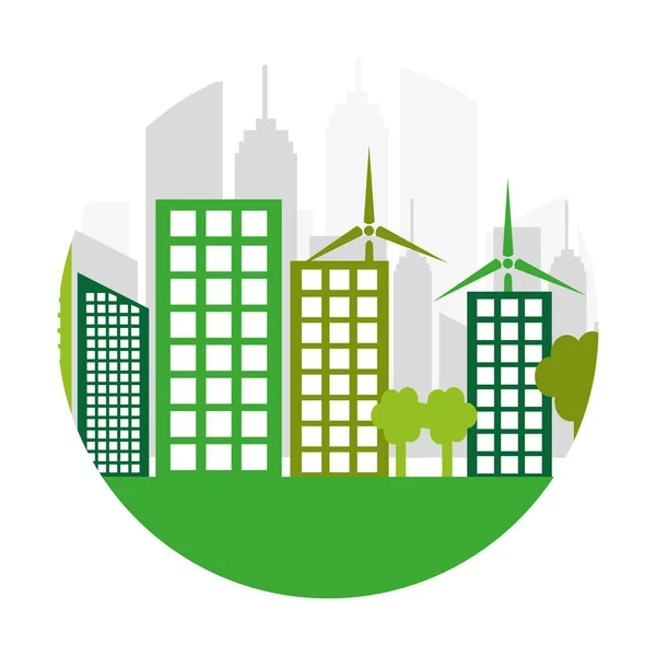 Bâtiments écologiques de la ville verte — Image vectorielle