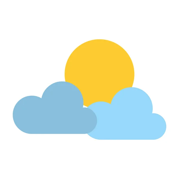 Wolken en zon geïsoleerde pictogram — Stockvector